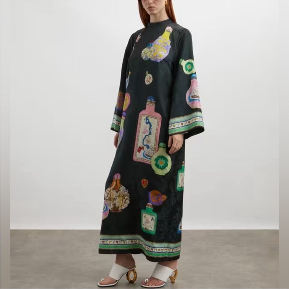 NWOT Alemais Alémais Royal printed jacquard midi dress US Size 2